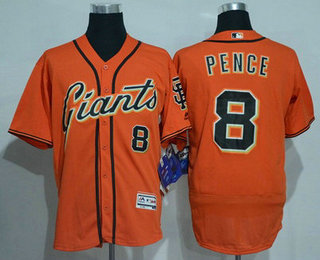 Men's San Francisco Giants #8 Hunter Pence Name Orange 2016 Flexbase Majestic Baseball Jersey