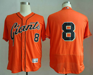 Men's San Francisco Giants #8 Hunter Pence No Name Orange Stitched MLB Majestic Flex Base Jersey