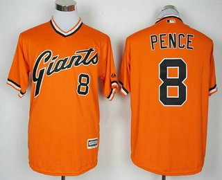 Men's San Francisco Giants #8 Hunter Pence Orange Pullover Majestic 1976 Turn Back the Clock Jersey