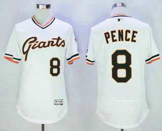 Men's San Francisco Giants #8 Hunter Pence White Pullover 2016 Flexbase Majestic Baseball Jersey