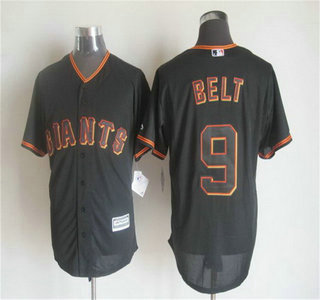 Men's San Francisco Giants #9 Brandon Belt Alternate Black 2015 MLB Cool Base Jersey