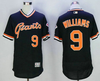 Men's San Francisco Giants #9 Matt Williams Retired Black Pullover 2016 Flexbase Majestic Baseball Jersey