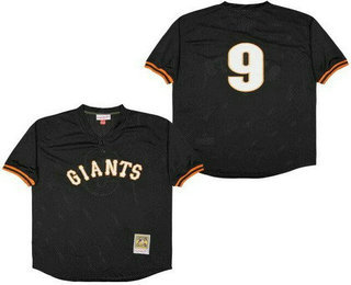 Men's San Francisco Giants #9 Ted Williams Black Mesh Throwback Jersey