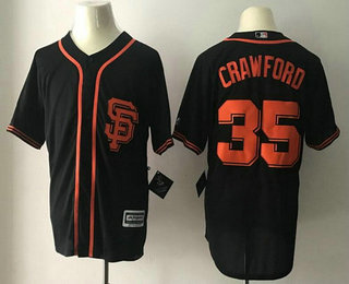 Men's San Francisco Giants Brandon Crawford #35 Black Alternate Stitched MLB 2017 Majestic Cool Base Jersey