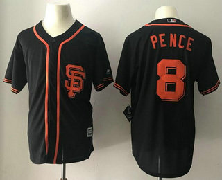 Men's San Francisco Giants Hunter Pence #8 Black Alternate Stitched MLB 2017 Majestic Cool Base Jersey