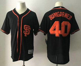 Men's San Francisco Giants Madison Bumgarner #40 Black Alternate Stitched MLB 2017 Majestic Cool Base Jersey