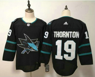 Men's San Jose Sharks #19 Joe Thornton NEW Black 2017-2018 Hockey Adidas Stitched NHL Jersey