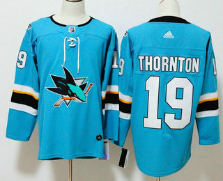 Men's San Jose Sharks #19 Joe Thornton Teal Blue 2017-2018 Hockey Adidas Stitched NHL Jersey