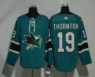 Men's San Jose Sharks #19 Joe Thornton Teal Green 2017-2018 Hockey Adidas Stitched NHL Jersey