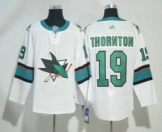 Men's San Jose Sharks #19 Joe Thornton White 2017-2018 Hockey Adidas Stitched NHL Jersey