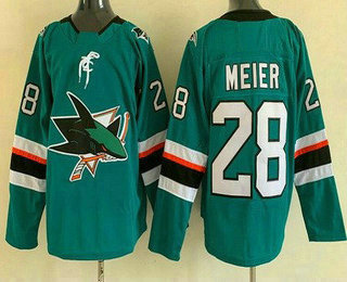 Men's San Jose Sharks #28 Timo Meier Green Stitched NHL Jersey