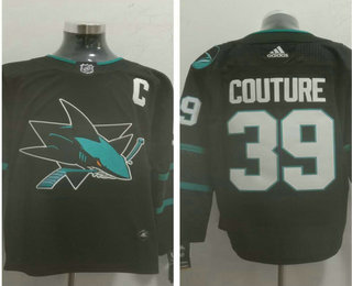 Men's San Jose Sharks #39 Logan Couture Black Adidas Stitched NHL Jersey