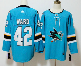 Men's San Jose Sharks #42 Joel Ward Teal Blue 2017-2018 Hockey Adidas Stitched NHL Jersey