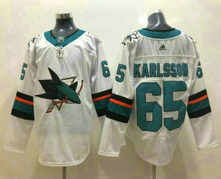 Men's San Jose Sharks #65 Erik Karlsson White 2017-2018 Hockey Adidas Stitched NHL Jersey