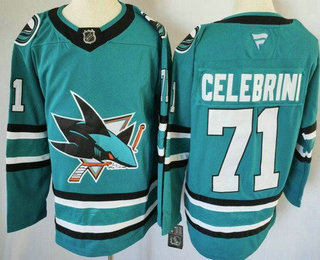 Men's San Jose Sharks #71 Macklin Celebrini Teal Authentic Jersey