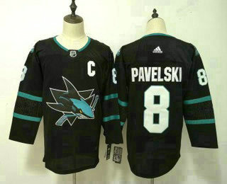 Men's San Jose Sharks #8 Joe Pavelski New Black 2017-2018 Hockey Adidas Stitched NHL Jersey