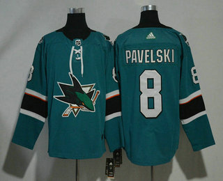 Men's San Jose Sharks #8 Joe Pavelski Teal Green 2017-2018 Hockey Adidas Stitched NHL Jersey