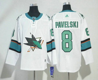 Men's San Jose Sharks #8 Joe Pavelski White 2017-2018 Hockey Adidas Stitched NHL Jersey