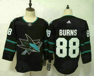 Men's San Jose Sharks #88 Brent Burns Black 2017-2018 Hockey Adidas Stitched NHL Jersey