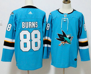 Men's San Jose Sharks #88 Brent Burns Teal Blue 2017-2018 Hockey Adidas Stitched NHL Jersey