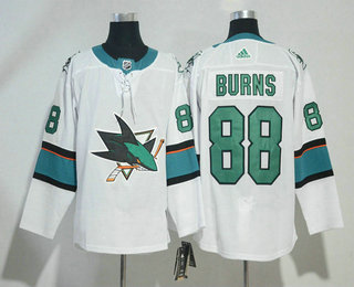 Men's San Jose Sharks #88 Brent Burns White 2017-2018 Hockey Adidas Stitched NHL Jersey