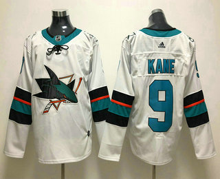 Men's San Jose Sharks #9 Evander Kane White 2017-2018 Hockey Adidas Stitched NHL Jersey