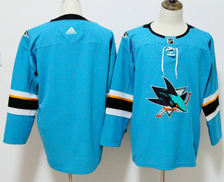 Men's San Jose Sharks Blank Teal Blue 2017-2018 Hockey Adidas Stitched NHL Jersey