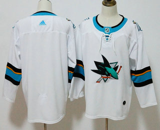 Men's San Jose Sharks Blank White 2017-2018 Hockey Adidas Stitched NHL Jersey