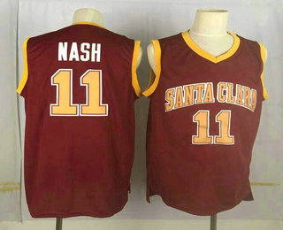 Men's Santa Clara University #11 Steve Nash Red College Basketball Swingman Jersey