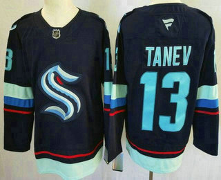 Men's Seattle Kraken #13 Brandon Tanev Navy Authentic Jersey