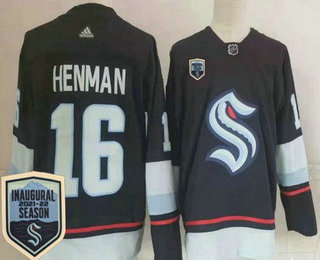 Men's Seattle Kraken #16 Luke Henman Navy 2021-22 Season Inaugural Authentic Jersey