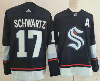 Men's Seattle Kraken #17 Jaden Schwartz Navy Blue Adidas Stitched NHL Jersey