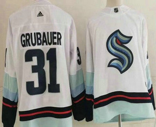 Men's Seattle Kraken #31 Philipp Grubauer White Authentic Jersey