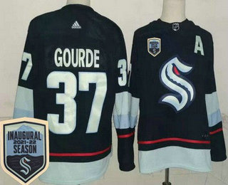 Men's Seattle Kraken #37 Yanni Gourde Navy 2021-22 Season Inaugural Authentic Jersey