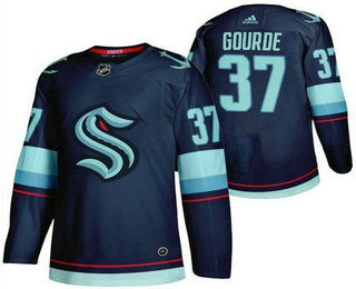 Men's Seattle Kraken #37 Yanni Gourde Navy Authentic Jersey