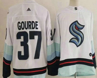 Men's Seattle Kraken #37 Yanni Gourde White Authentic Jersey