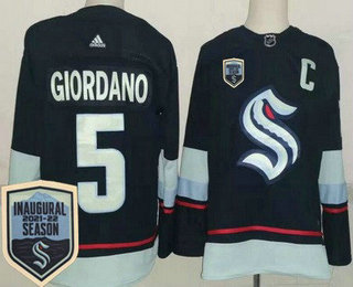 Men's Seattle Kraken #5 Mark Giordano Navy 2021-22 Season Inaugural Authentic Jersey