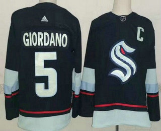 Men's Seattle Kraken #5 Mark Giordano Navy Authentic Jersey