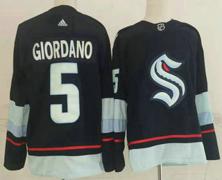 Men's Seattle Kraken #5 Mark Giordano Navy Blue Adidas Stitched NHL Jersey