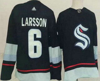 Men's Seattle Kraken #6 Adam Larsson Navy Authentic Jersey