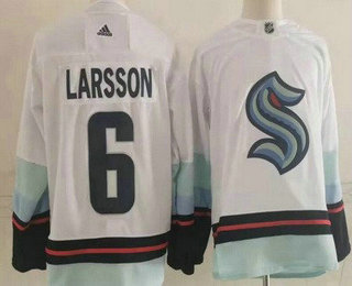 Men's Seattle Kraken #6 Adam Larsson White Authentic Jersey