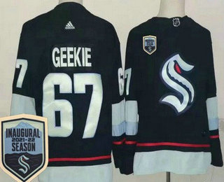 Men's Seattle Kraken #67 Morgan Geekie Navy 2021-22 Season Inaugural Authentic Jersey