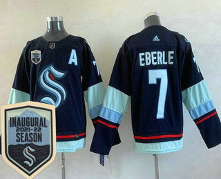 Men's Seattle Kraken #7 Jordan Eberle Navy 2021 22 Season Inaugural Authentic Jersey