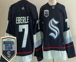 Men's Seattle Kraken #7 Jordan Eberle Navy 2021-22 Season Inaugural Authentic Jersey