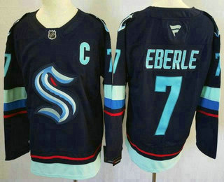 Men's Seattle Kraken #7 Jordan Eberle Navy Authentic Jersey