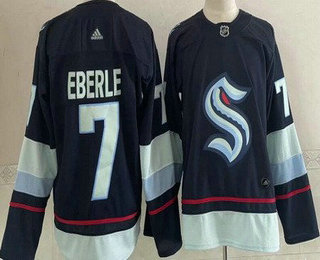 Men's Seattle Kraken #7 Jordan Eberle Navy Blue Adidas Stitched NHL Jersey