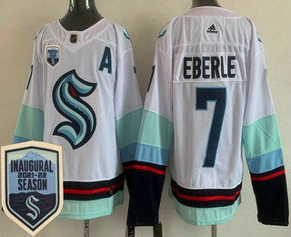 Men's Seattle Kraken #7 Jordan Eberle White 2021-22 Season Inaugural Stitched Jersey