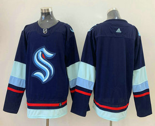 Men's Seattle Kraken Blank Navy Blue Stitched Adidas NHL Jersey