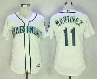 Men's Seattle Mariners #11 Edgar Martinez Retired White Stitched MLB Majestic Flex Base Jersey