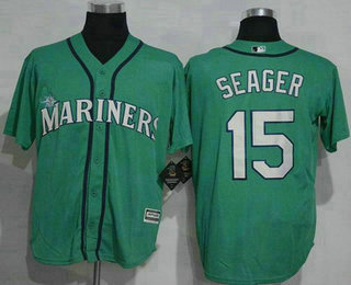 Men's Seattle Mariners #15 #15 Kyle Seager Green New Cool Base Stitched MLB Jersey